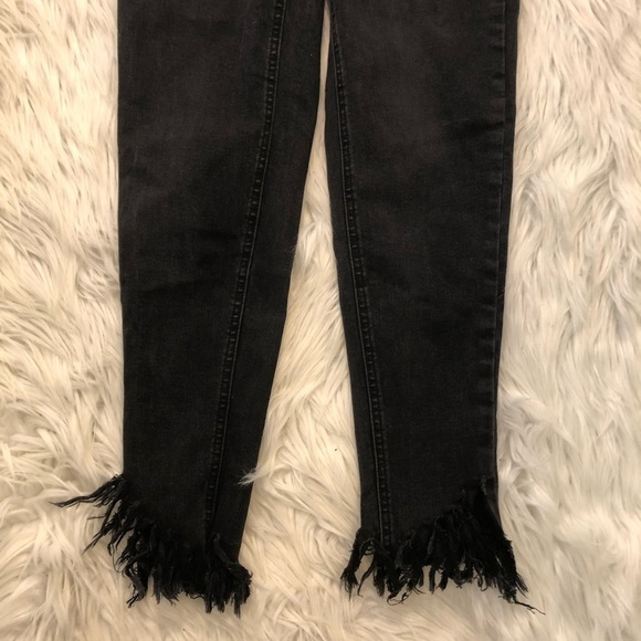 Five Plus Cropped Jeans Black Fringe Studded - Picture 3 of 11